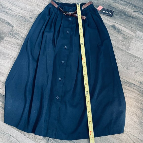 Jara Vintage dark blue Long Pencil Skirt brown Buckle Snakeskin Print Belt M/L - Picture 7 of 11